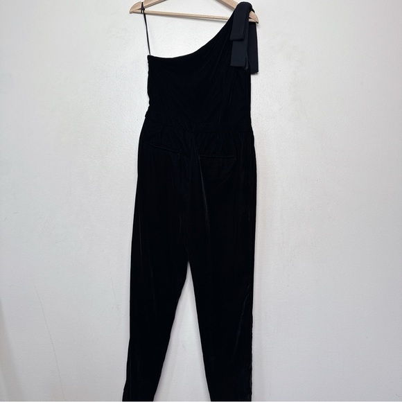 Banana Republic Womens 4 Velvet Bow One Shoulder Maxi Jumpsuit In Black - Picture 14 of 14